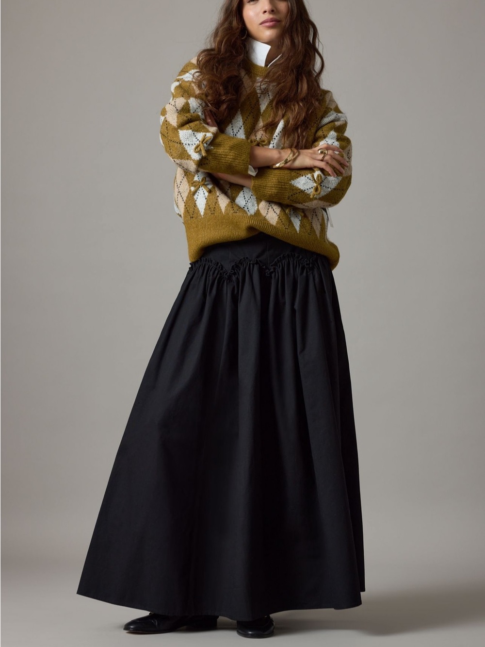Mare Mare  Black Maxi Skirt with Gathered Waist - Picture 6 of 11